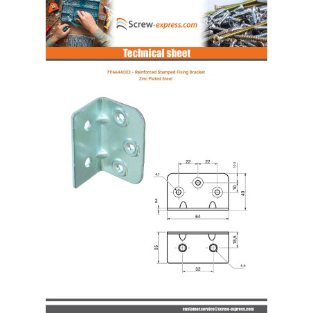 1 x Mounting bracket reinforced pressed 640X400X20 Zinc Plated