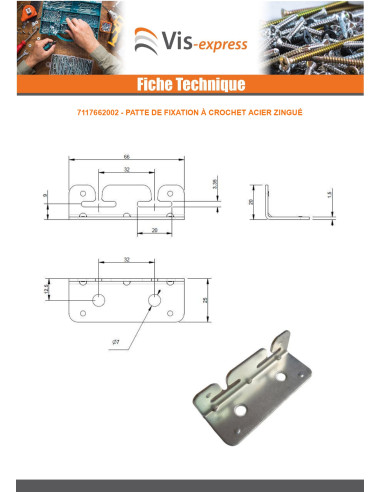 1 x Fixing bracket to Hook 660X200 Zinc Plated