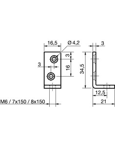 Mounting bracket Hole Self Tapping M7X150 Zinc Plated 2