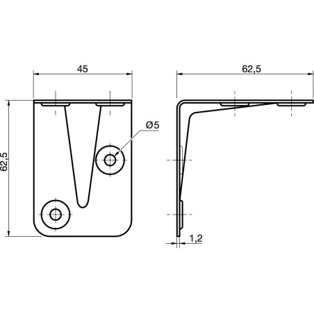 1 x Mounting bracket reinforced pressed 625X625X12 Zinc Plated