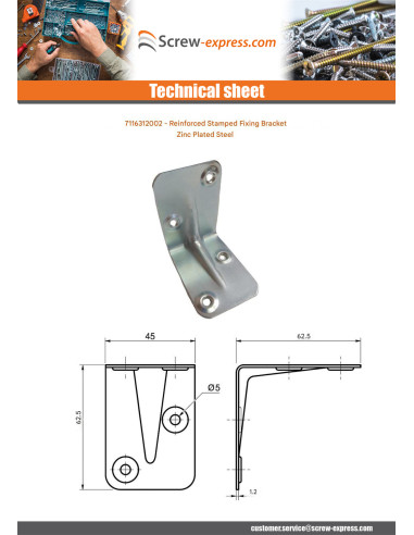 1 x Mounting bracket reinforced pressed...