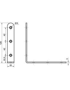 Mounting bracket Long 90 120X20X3 Zinc Plated 2
