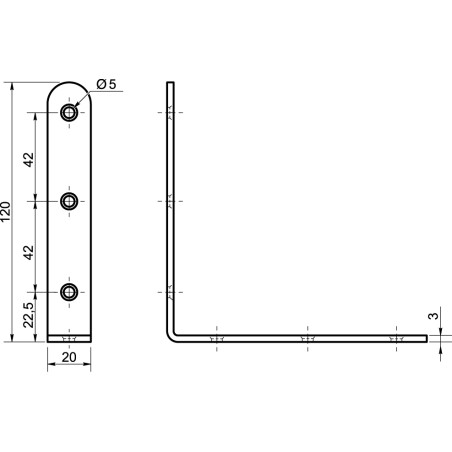 1 x Mounting bracket Long 90 120X20X3 Zinc Plated