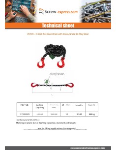 Chain lashing 2 Hook Grade 80 3.5 M Steel Black 2