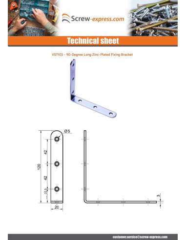 1 x Mounting bracket Long 90 120X20X3 Zinc Plated