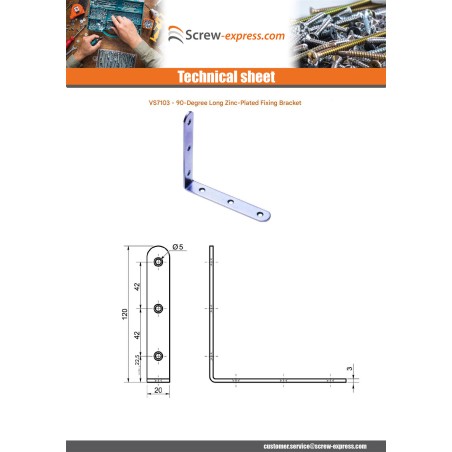 1 x Mounting bracket Long 90 120X20X3 Zinc Plated