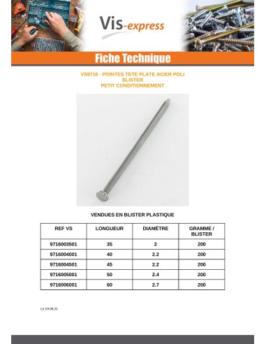 1 x Blister of 200GR Nails Head Flat Length 35...