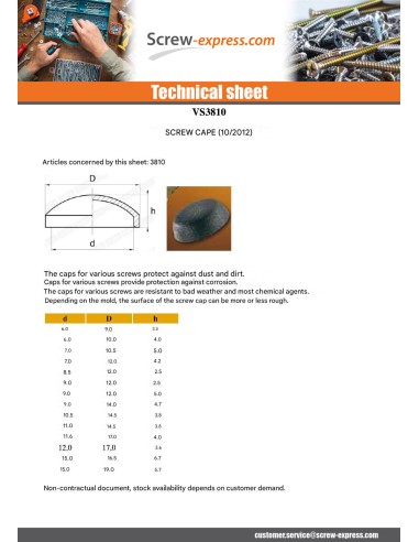 1 x Cover Cap Cylindrical Button Head Thread...