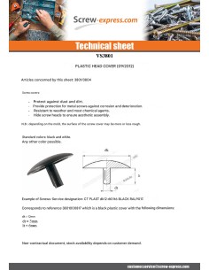 Cap Plastique Head Diameter: 13 D.T. 3 Total Lengh 6... 2