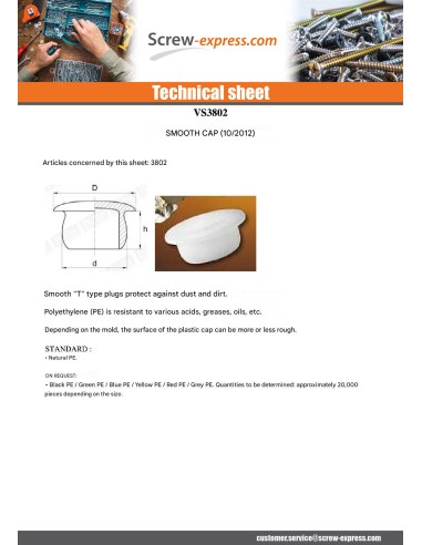 1 x Cap Smooth 25X32 LG13 Polyethylene RAL1020