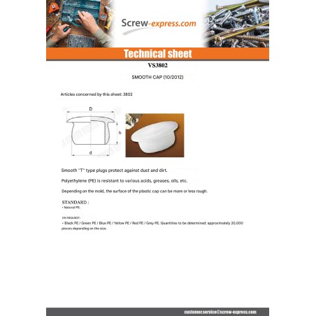 1 x Cap Smooth 25X32 LG13 Polyethylene RAL1020