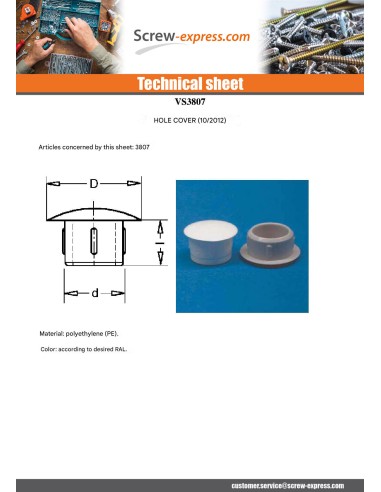 1 x Cover Cap Hole 12/5.5 Length 5.6 Aluminium...