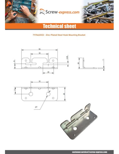 1 x Fixing bracket to Hook 660X200 Zinc Plated
