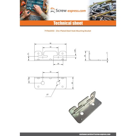 1 x Fixing bracket to Hook 660X200 Zinc Plated