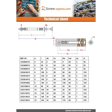 1 x Plug Countersunk Head Hammer Plug Zinc Plated 8X80