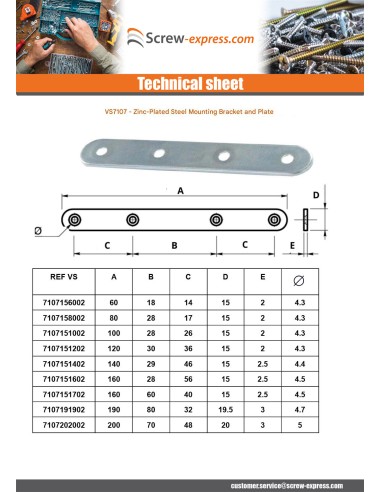 1 x Mounting plate ASSEMBLY 15X100 Zinc Plated