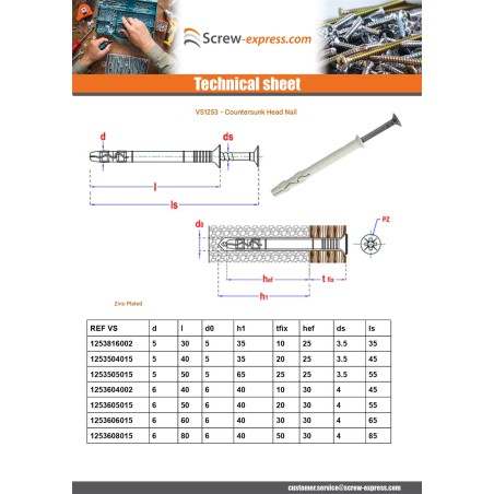1 x Plug Countersunk Head Hammer Plug Stainless Steel A2 8X80