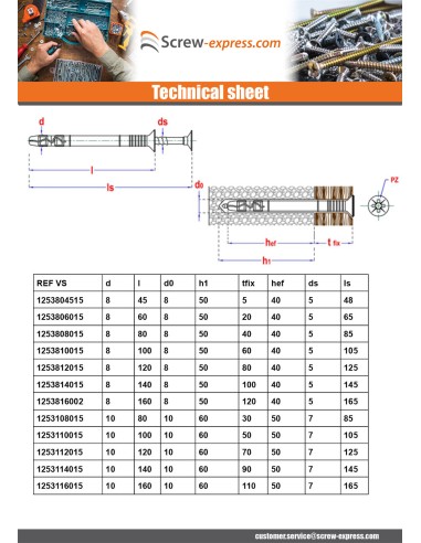 1 x Plug Countersunk Head Hammer Plug 8X160