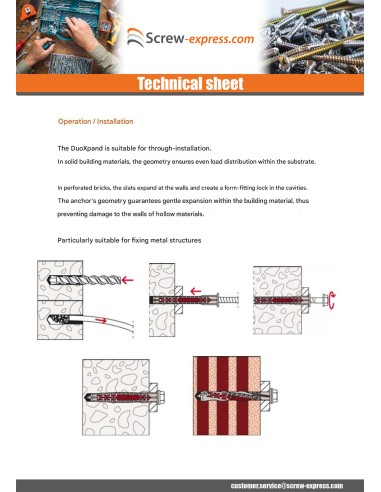 1 x Plug DUOXPANF Hexagonal Head 10X120 Fischer...