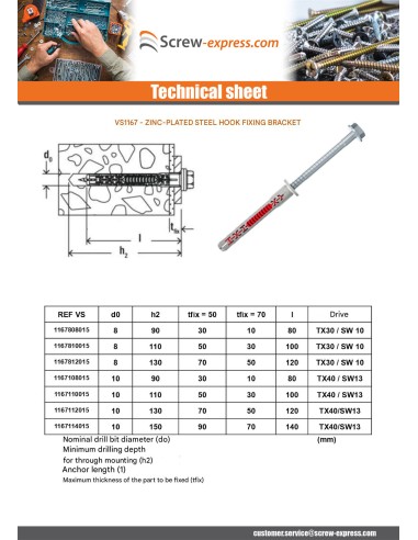 1 x Plug DUOXPANF Hexagonal Head 10X160 Fischer...