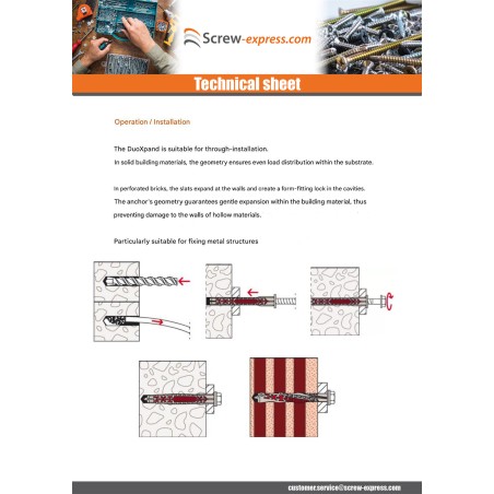 1 x Plug DUOXPANF Hexagonal Head 8X120 Fischer FUS Zinc Plated