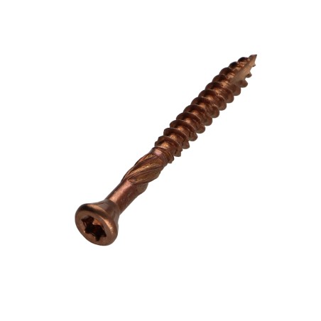 1 x Decking Screw TEKOR Pan Countersunk Head T25 5X50 cut Type 17 Drilling Point Stainless Steel A4 Brown
