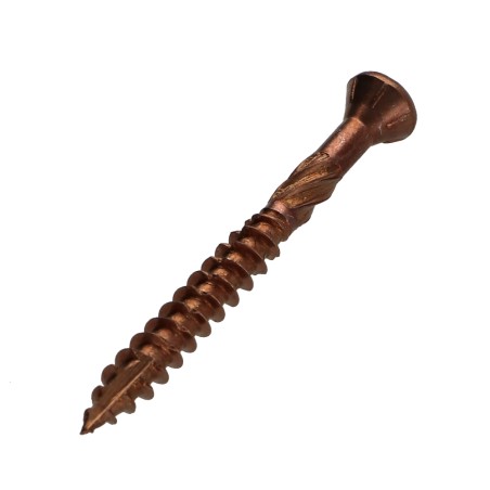 1 x Decking Screw TEKOR Pan Countersunk Head T25 5X50 cut Type 17 Drilling Point Stainless Steel A4 Brown