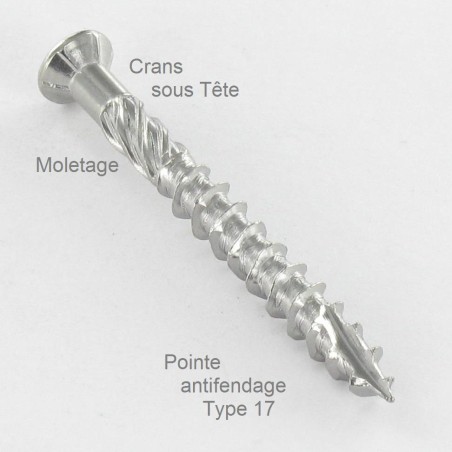 1 x Decking Screw TEKOR Pan Countersunk Head T20 4.5X50 cut Type 17 Drilling Point Stainless Steel A4
