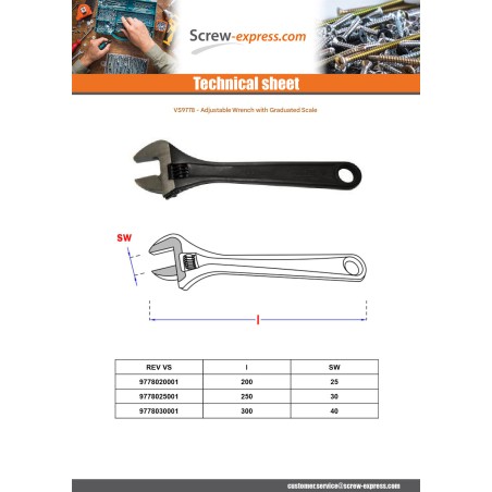 1 x Adjustable spanner with graduated scale 300MM