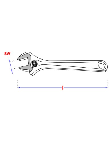 1 x Adjustable spanner with graduated scale 200MM