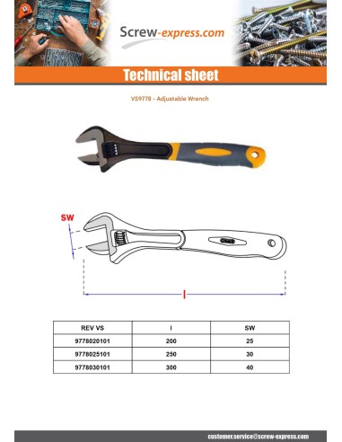 1 x Adjustable spanner 250MM