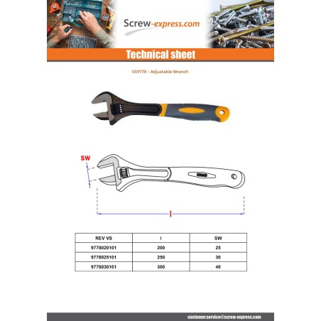 1 x Adjustable spanner 250MM