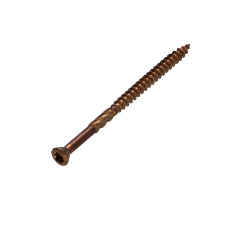 1 x Decking Screw TEKOR Countersunk Head With Serration T25 cut Type 17 Drilling Point 5X80 Stainless Steel A2 Brown
