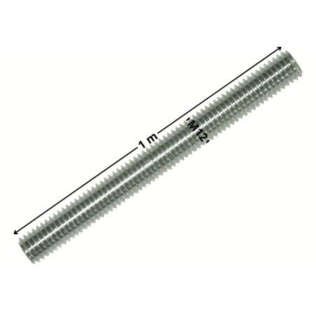 1 x Threaded Rod M12 Length 1 Meter Class 8.8 Zinc Plated