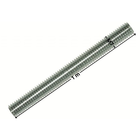 1 x Threaded Rod M7 Pitch 150 Length 1 Meter Class 4.8 Zinc Plated