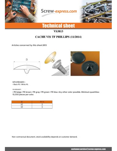 1 x Cap Plastique Phillips 2 Ral9002/Grey White...