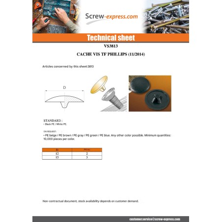 1 x Cap Plastique Phillips 2 Ral9002/Grey White white nylon Grey