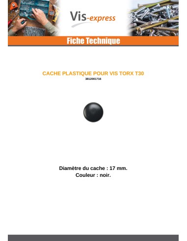 1 x Cover Cap Torx T30 Head Diameter: 17 Black...