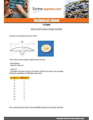 1 x Cap Plastique White Pozi PZ1 Head Diameter: 8