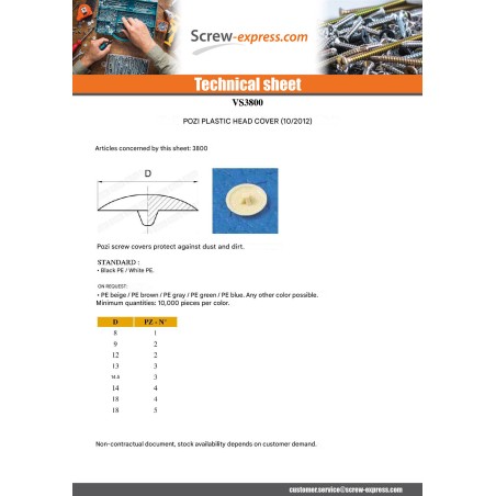 1 x Cap Plastique Pozi N°2 Head Diameter: 12 Ral9005/Jet Black