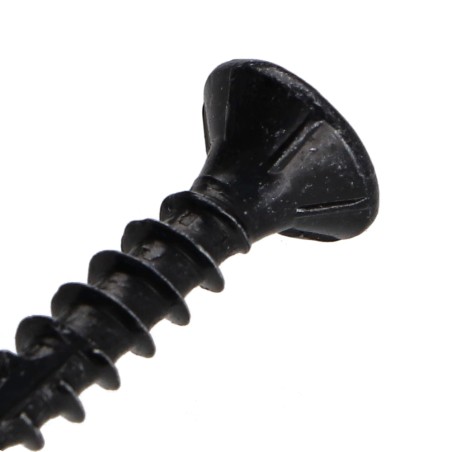 1 x Chipboard Screw Tekor Countersunk Head With Serration 4X20 T20 Black Zinc Plated Full Thread cut Type 17 Drilling