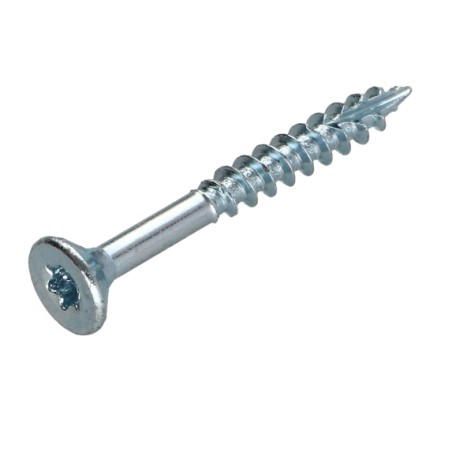1 x Chipboard Screw Tekor Countersunk Head With Serration 4X40 Thread Length: 24 T20 Zinc Plated cut Type 17 Drilling