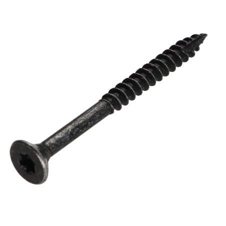 1 x Chipboard Screw Tekor Countersunk Head With Serration 6X70 Thread Length: 42 T30 Black Zinc Plated cut Type 17