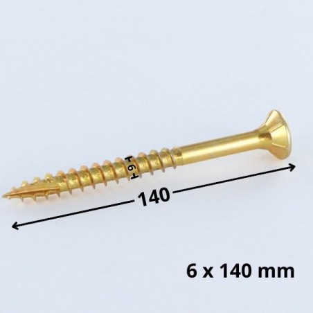 1 x Chipboard Screw Tekor Countersunk Head With Serration 6X140 Thread Length: 70 T30 ZBCR3+ cut Type 17 Drilling Point