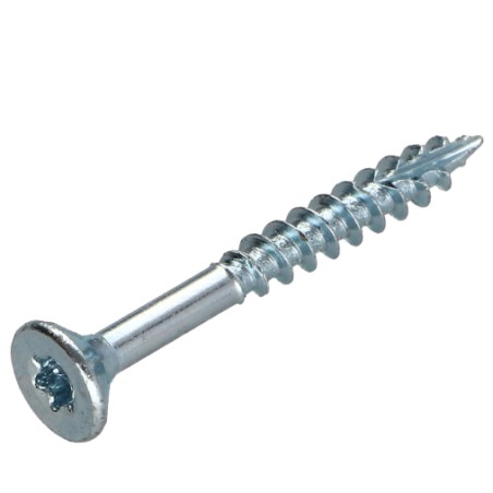 1 x Chipboard Screw Tekor Countersunk Head With Serration 4X45 Thread Length: 27 T20 Zinc Plated cut Type 17 Drilling
