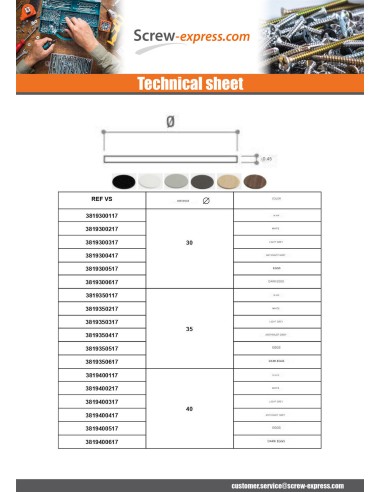 1 x Cover Cap Adhesive Diameter 14 OAK