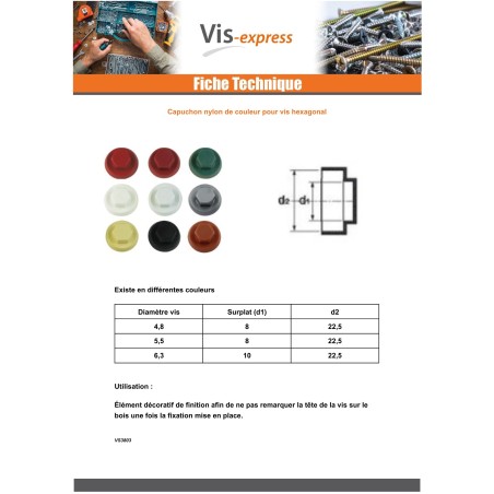 1 x Plastic cap Screw Diameter 4.8-5.5 Flatbed 8 Ral9005/Jet Black