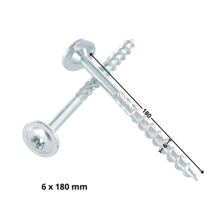 1 x Chipboard Screw Tekor Disc Head Screw T30 cut Type 17 Drilling Point 6X180 Partial Thread Zinc Plated
