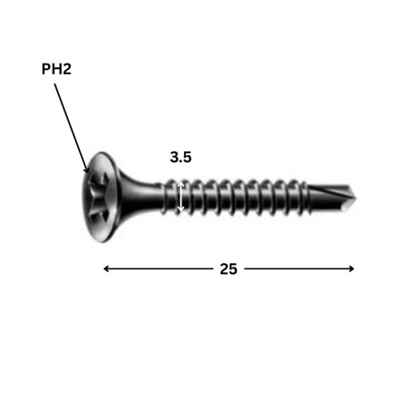 1 x Drywall Screw Spax Phillips 2 3.5X25 Phosphated Plain GIX-D