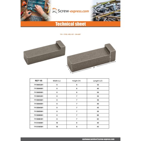 1 x Heel pin Steel 14X9 Length 90